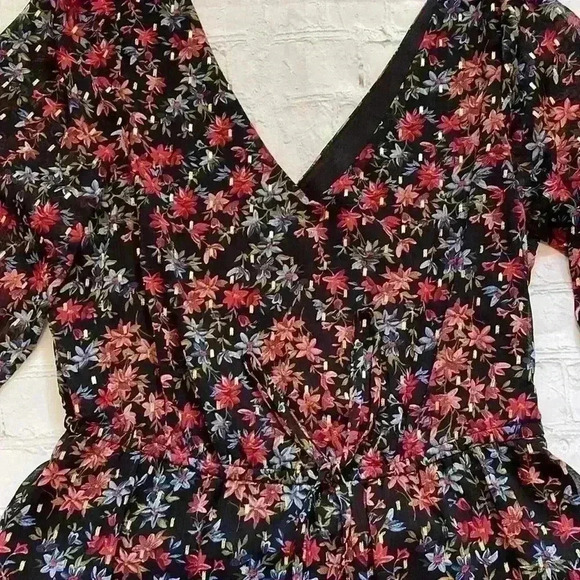 BCX dress black ruffled metallic sheer lined - Picture 3 of 7